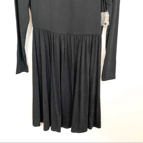 ModCloth Black Long Sleeve Boat Neck Flowy Comfy Stretchy Career Dress NWOT Sz M - Picture 4 of 6